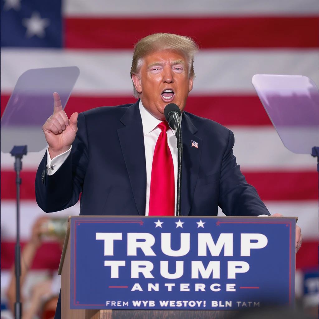 Donald Trump speaking at a rally emoji