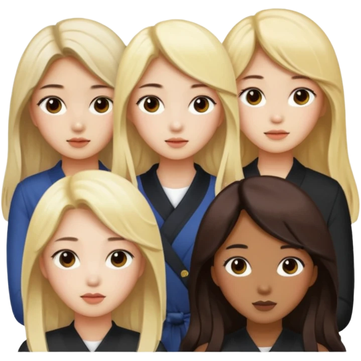 4 korean girls, hair colors: 1 blonde, 2 black, 1 brown emoji
