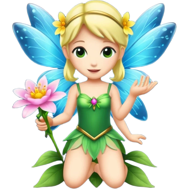 fairy character offering glowing flower emoji