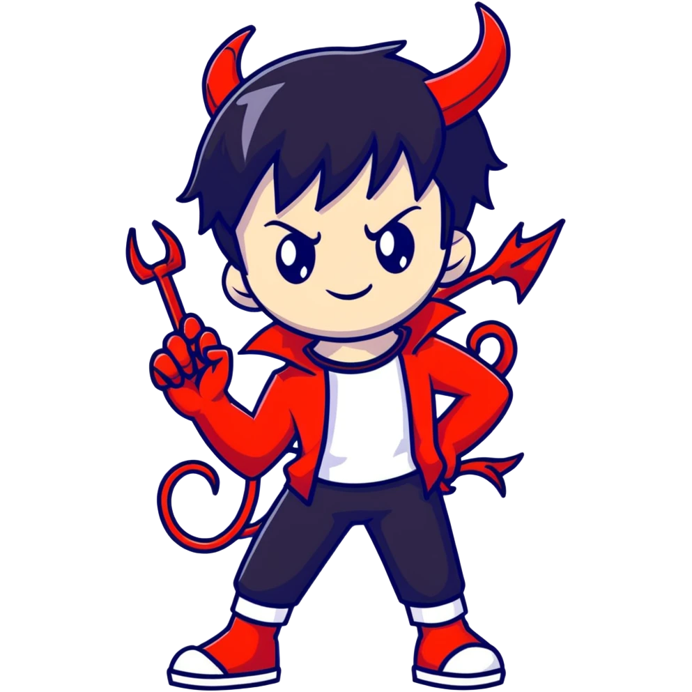 Cool anime devil boy with black hair emoji