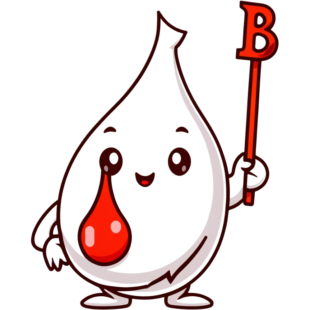 blood drop character holding a B.R.B. sign emoji