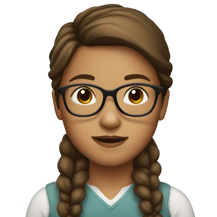 A girl with brown hair and glasses emoji