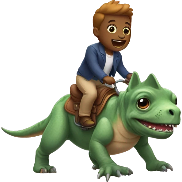Frenchie riding a dinosaur  emoji