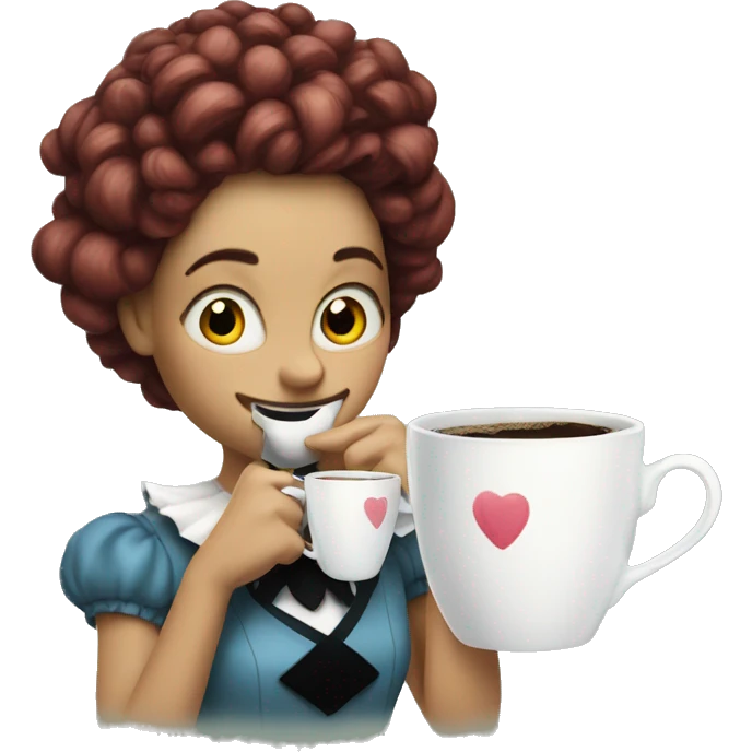 Alice's adventures in Wonderland drinks coffee emoji