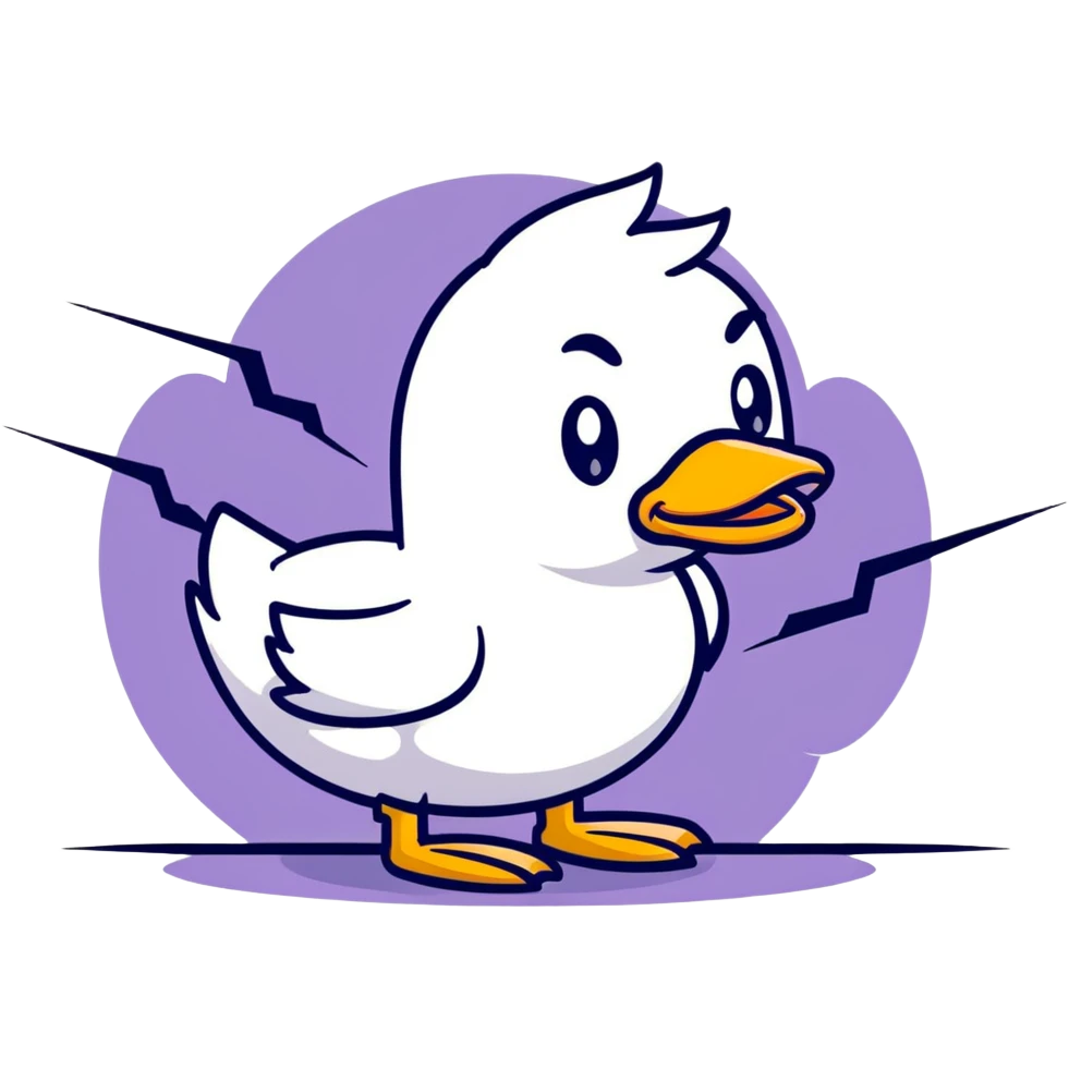 duck with thunderclouds and lightning, evil look emoji