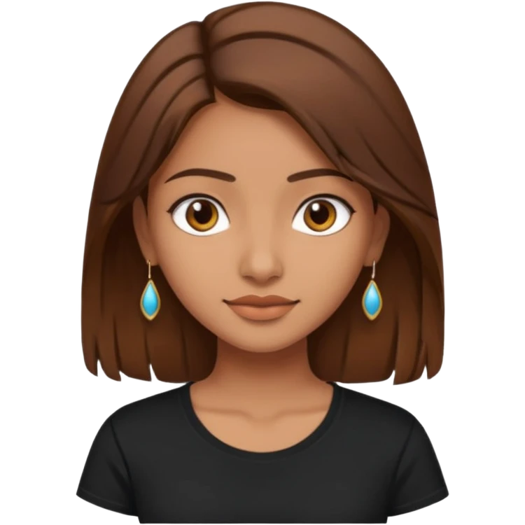a pretty fair indian bratz girl with brown hair. with a black tshirt emoji