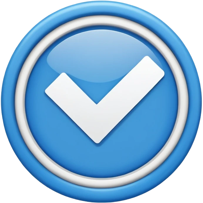 Mavi yuvarlağın içinde beyaz tik emoji