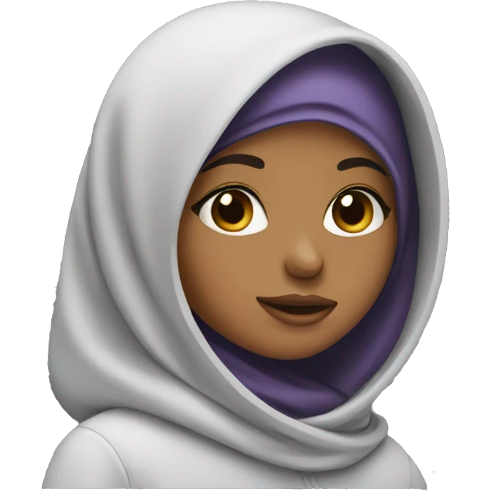 Hijab girl wearing hoodie with lashes emoji