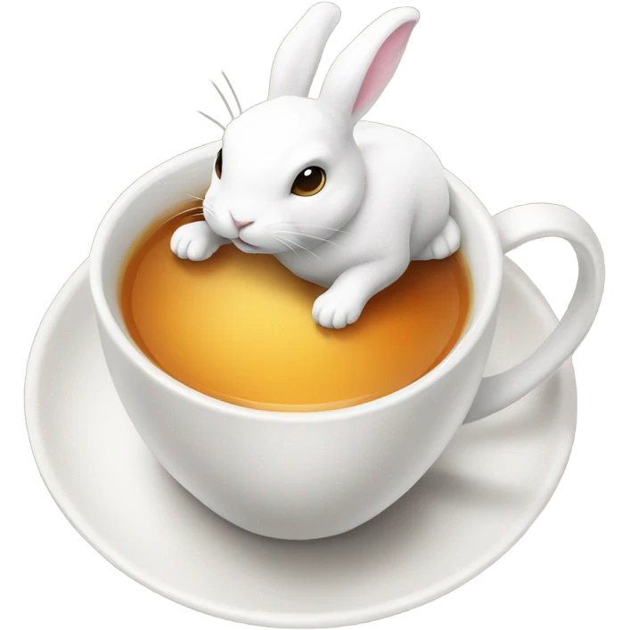 Cup of tea with white rabbits high quality  emoji