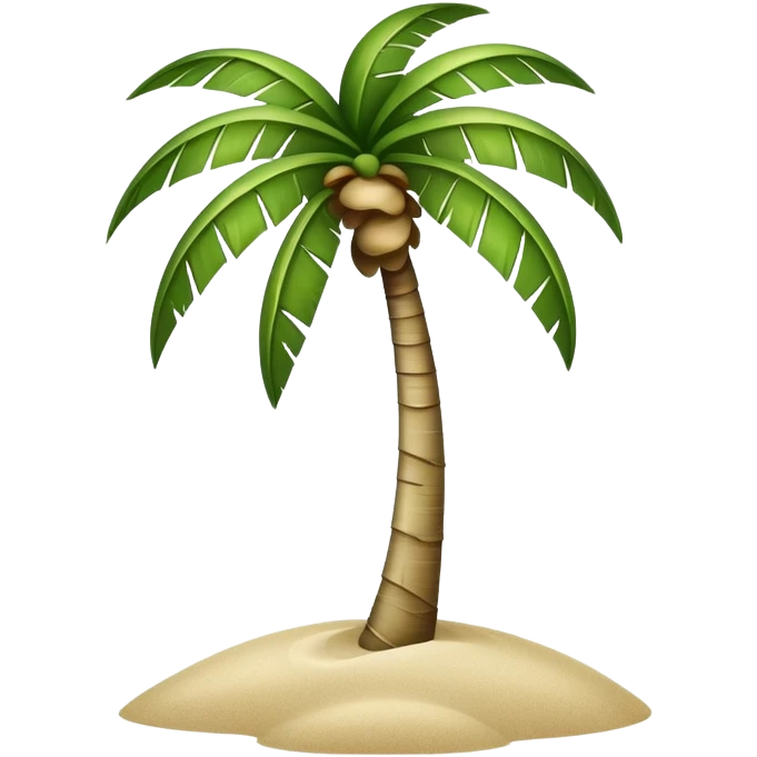 generate realistic detailed palm tree in 3d style with sand  emoji