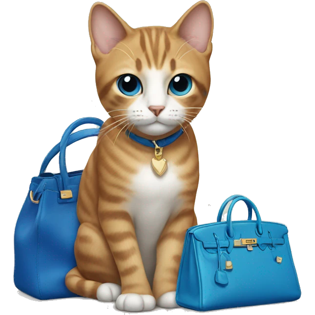 cat near blue hermes bag emoji