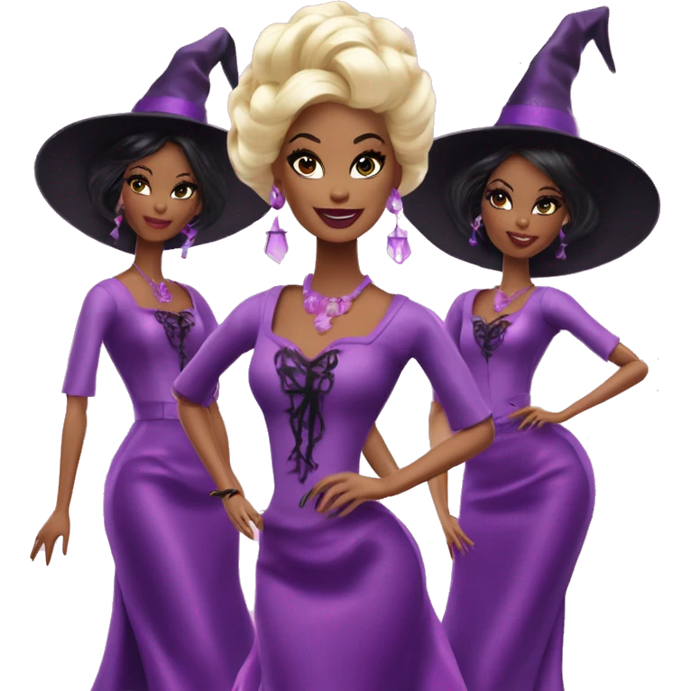 three silkstone Barbie witches enchanted TV series emoji