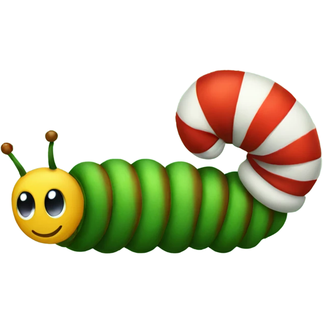 caterpillar wearing christmas hat emoji