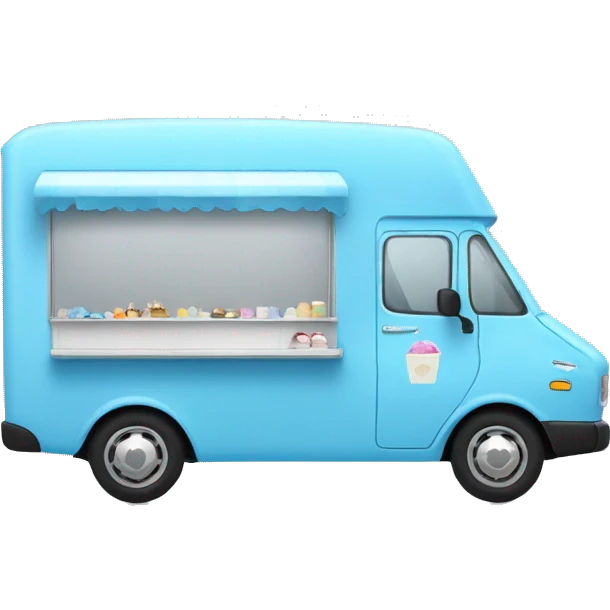 minimalistic blue ice-cream van, side view emoji
