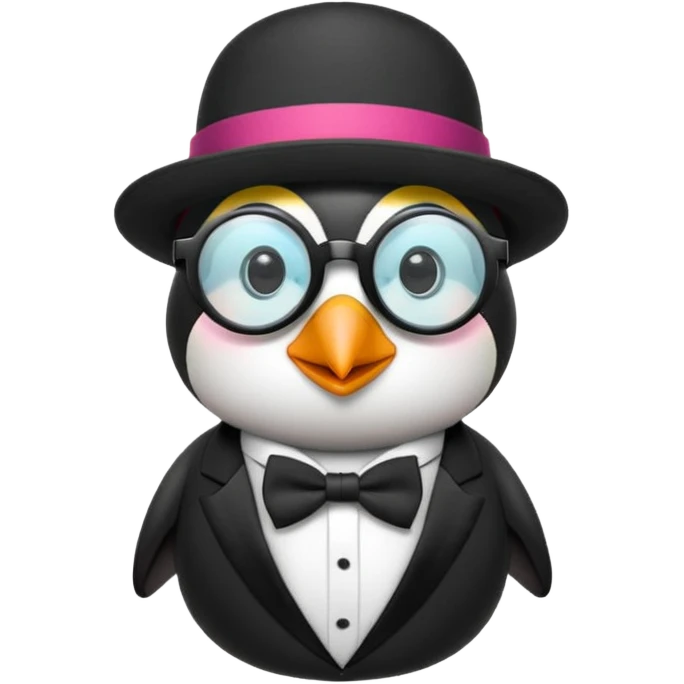 penguin wearing glasses and a hat emoji