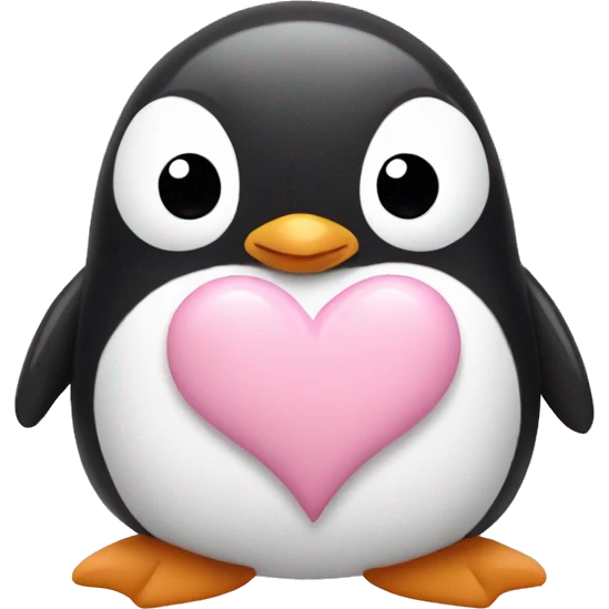 Penguin with light pink hearts emoji