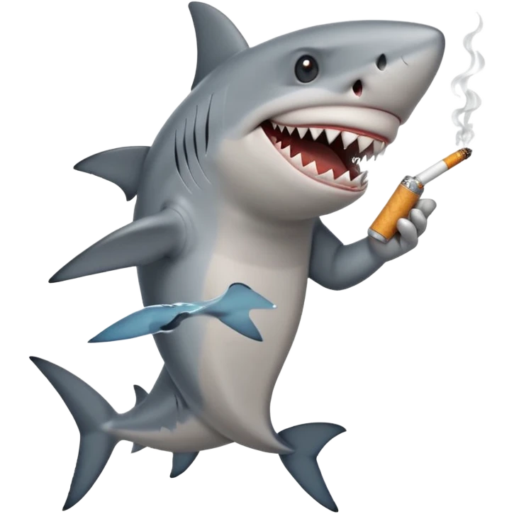 shark walking with cigarette in mouth emoji
