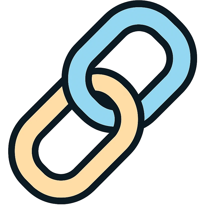light blue and light beige link icon emoji