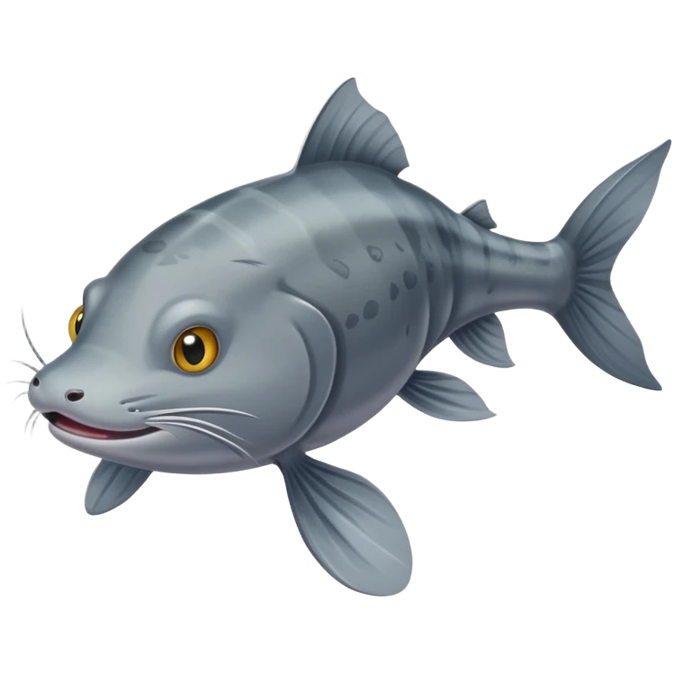 A catfish with big whiskers is swimming. emoji