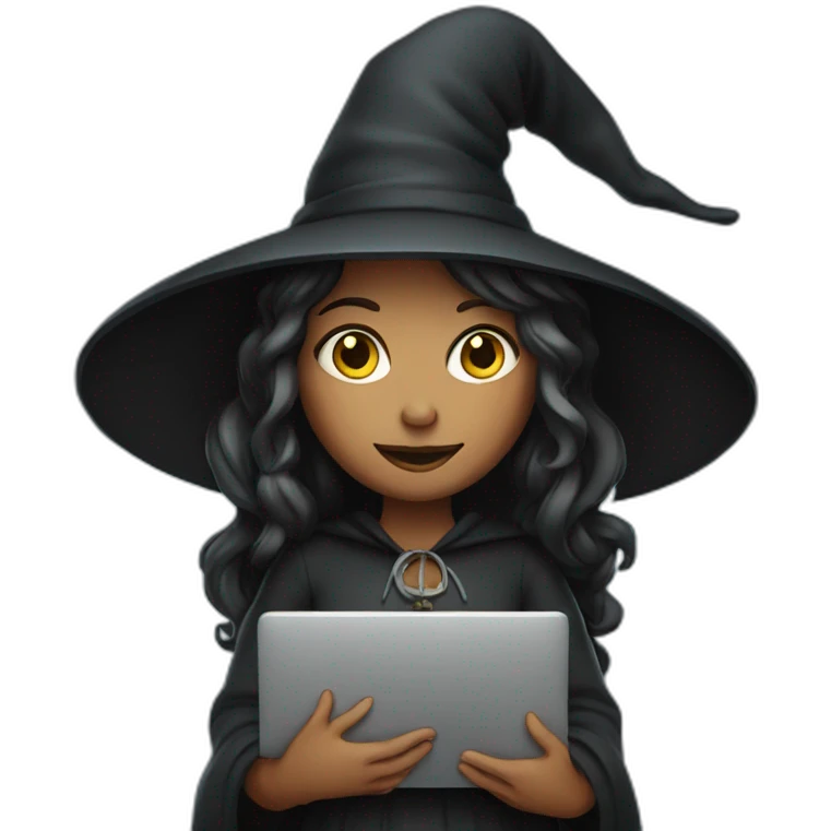 Witch holding laptop emoji