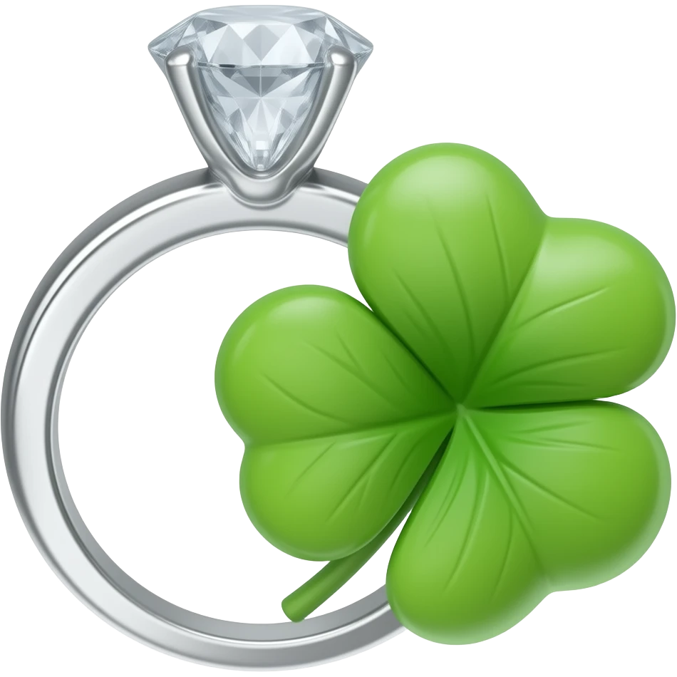 Diamond ring and 4 leaf clover emoji