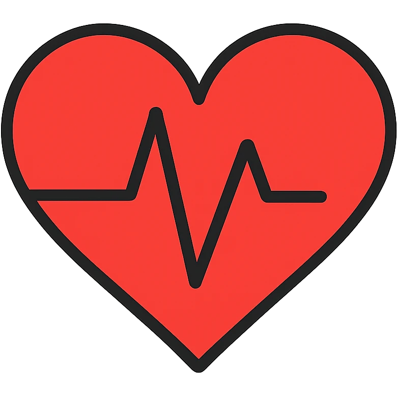 red heart with visible pulse or heartbeat effect, icon style emoji