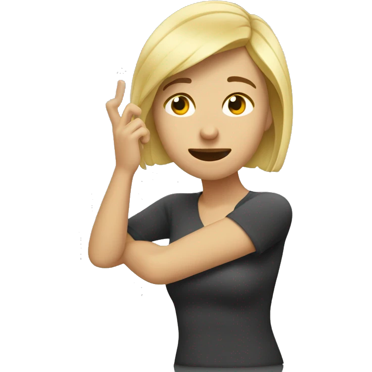 mujer rubia haciendo el dab emoji