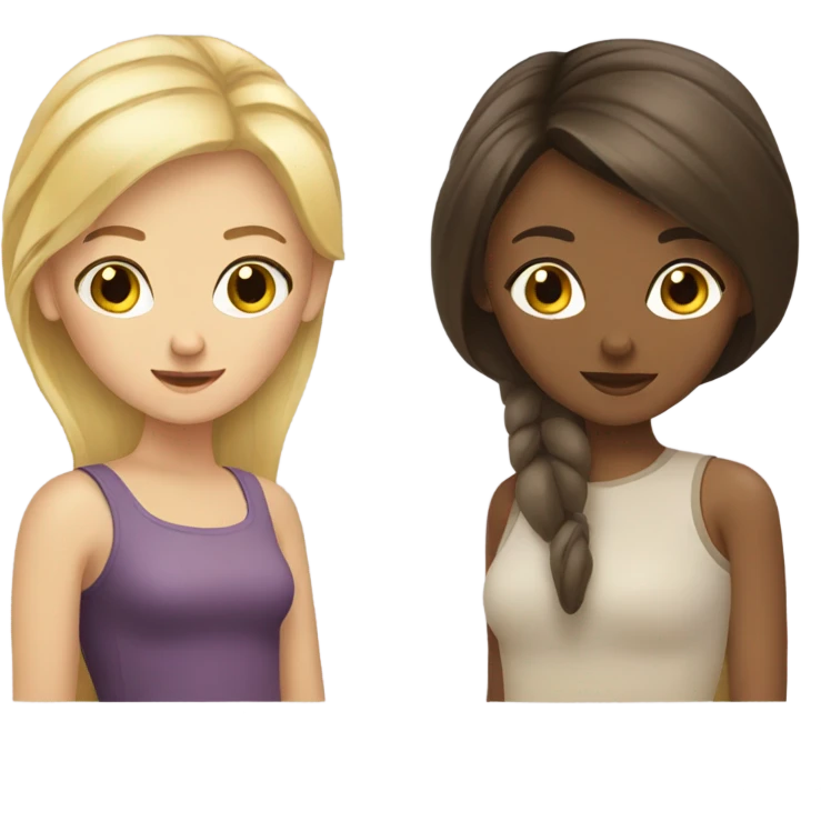 A blonde girl and brunette girl emoji