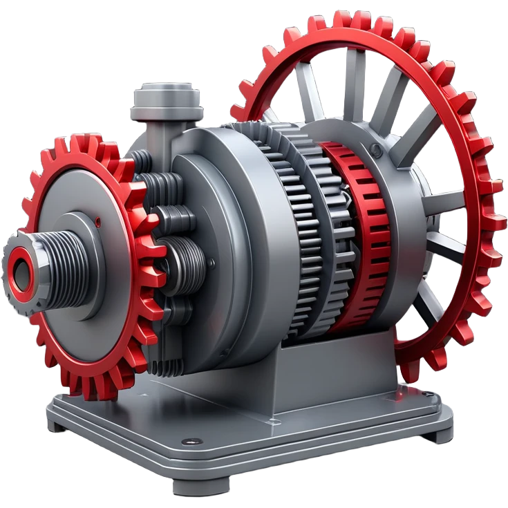 3D render of a compact power generator with:
- Intricate mechanical gears system
- Main large gear in metallic gray
- Smaller interconnected gears in motion
- Red glowing energy flowing through transparent tubes
- Industrial-tech aesthetic
- Metallic gray base with red accent lights
- Sharp details and mechanical precision
- Subtle steam or energy particles in red
--ar 1:1
--style raw
--v 5.2
--no text
--q 2
--c 20 emoji