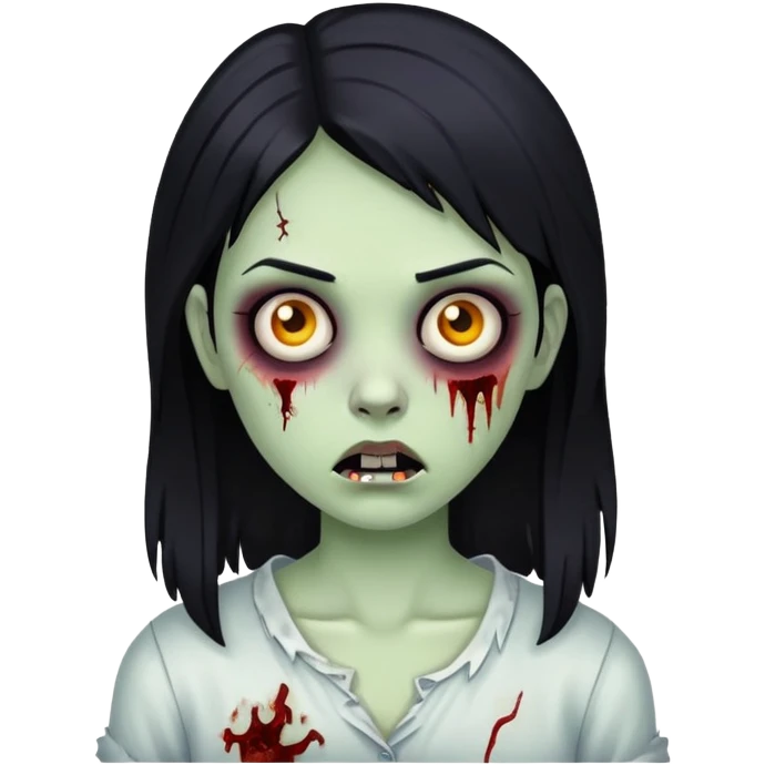 girl zombie with black jair  emoji