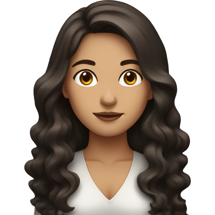 carrer woman with dark brown wavy long hair emoji