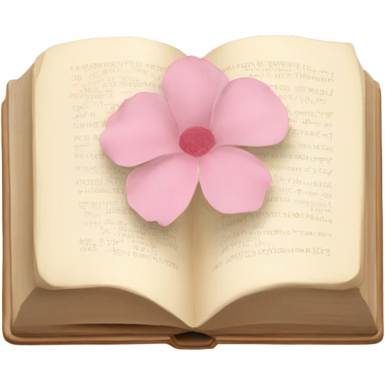 Beige Open book with light pink flower inside emoji