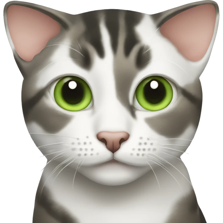 piebald tabby cat with green eyes emoji