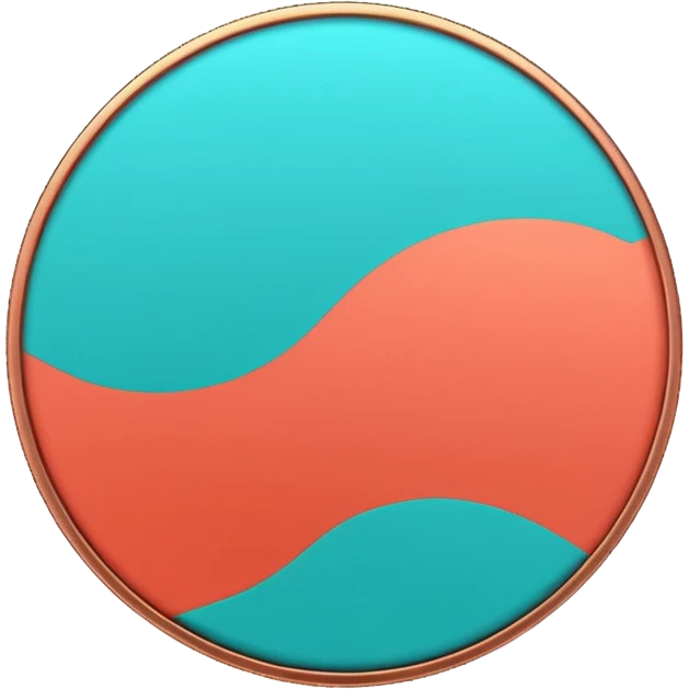 
One  Rotate 55 degree  coin color in in gradient of turquoise, blue, pink, purple, and coral 3d emoji