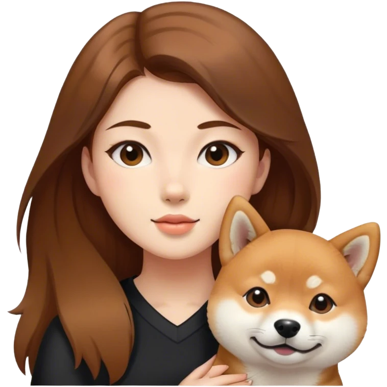 girl brown hair with is Shiba Inu emoji