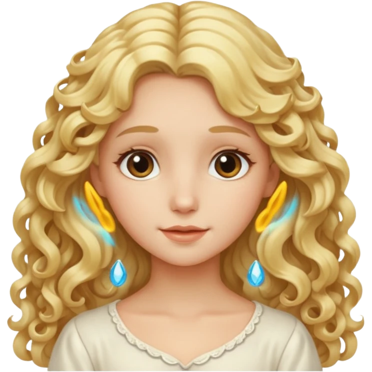 Gentle angel with long curls and cloud background emoji