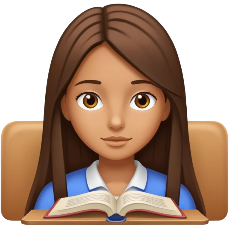 Tanned girl with straight long hair studying  emoji