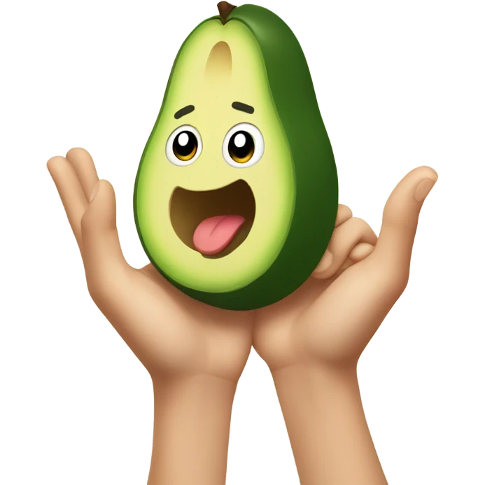 happy avocado with hands up emoji