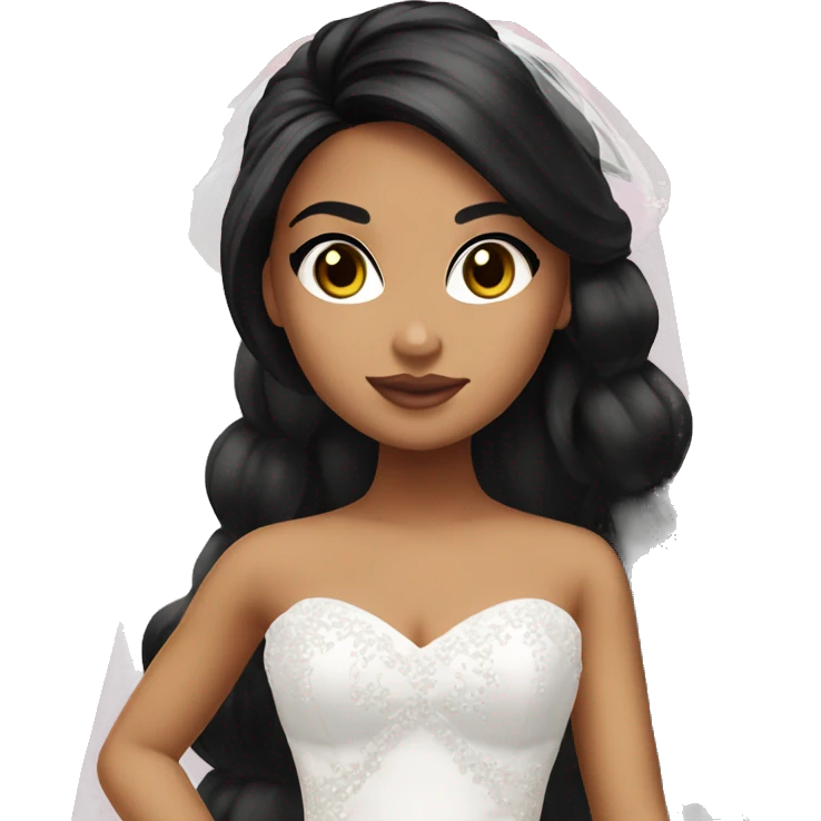 Bratz, bride, black hair, olive skin, hazel eyes emoji