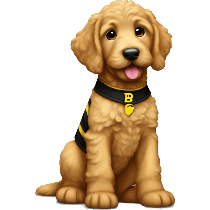 Toffee Color, Labradooodle puppy wearing BVB Shirt emoji