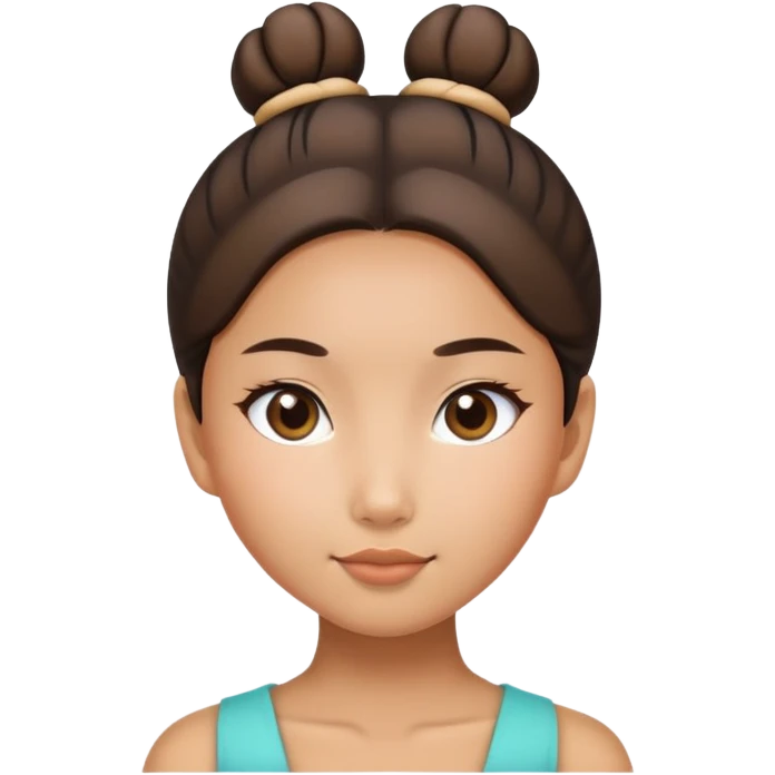 Tan asian girl with bun  emoji