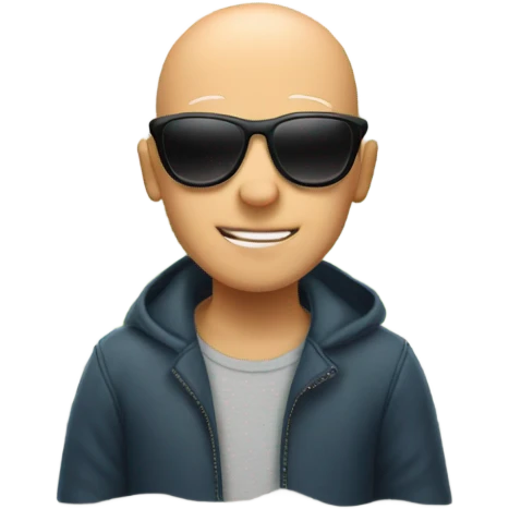 bald boy with sunglasses by window emoji