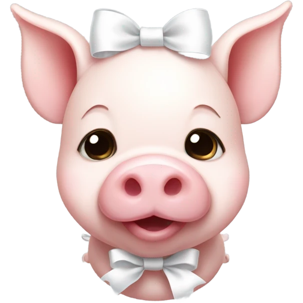 Cute pig with a white bow  emoji