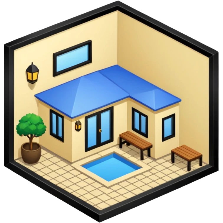 little city and many, small, ordinary, simple, home, Iranian-style, 1980, isometric emoji