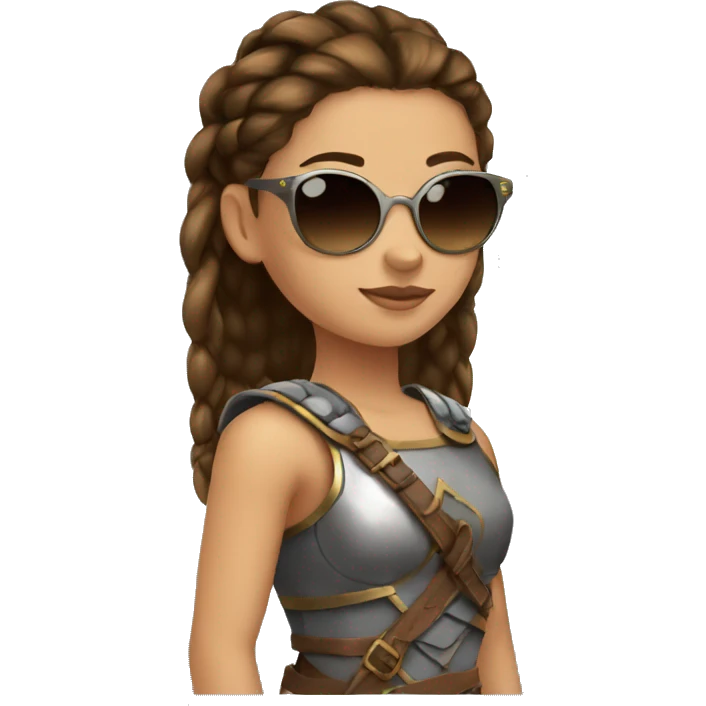 Girl gladiator with French braids, brown hair and sunglasses emoji