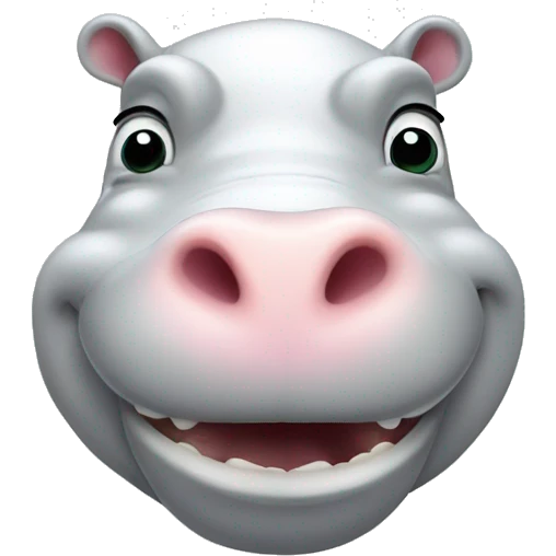 white happy hippopotamus head emoji