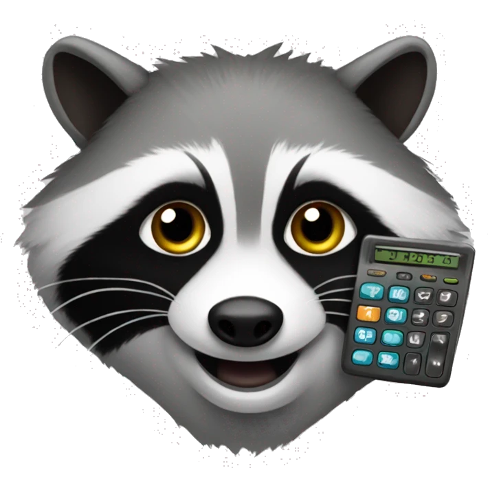 Racoon with a calculator emoji