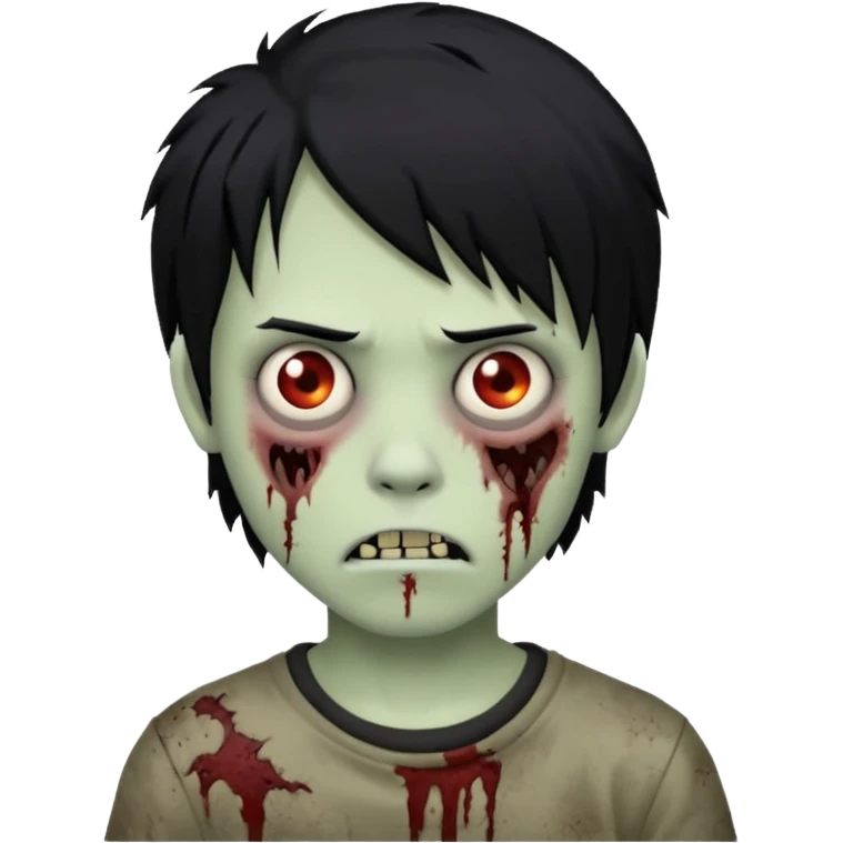Boy, zombie, black hair, medium long, emo, shaggy, dark, spooky emoji