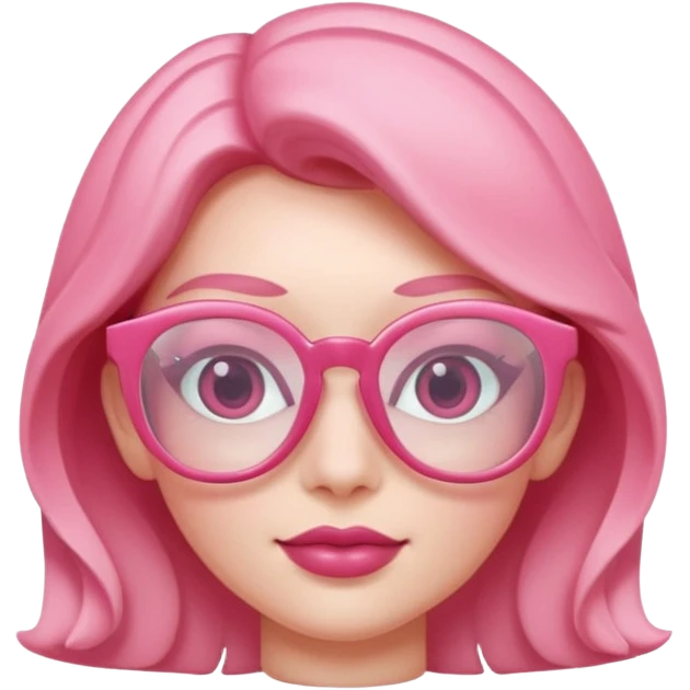 A 3D cartoon rose-pink spectacle with glossy curved frames and soft reflections, feminine Memoji-style rendering., negaive: characters. emoji