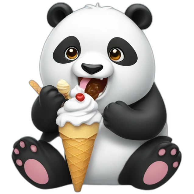 Panda eating ice cream emoji